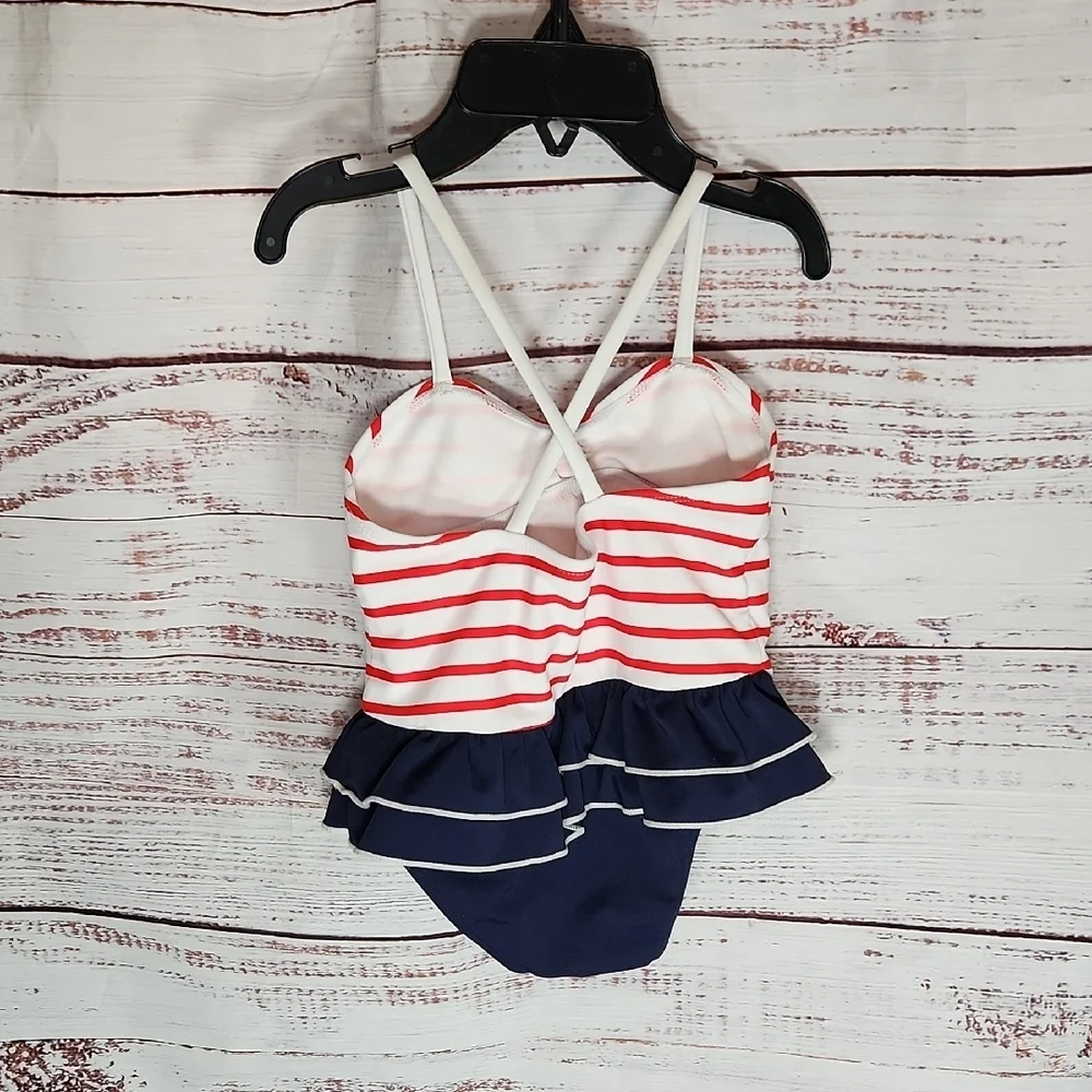 Janie and Jack Red and White One Piece Swimsuit Nautical Style